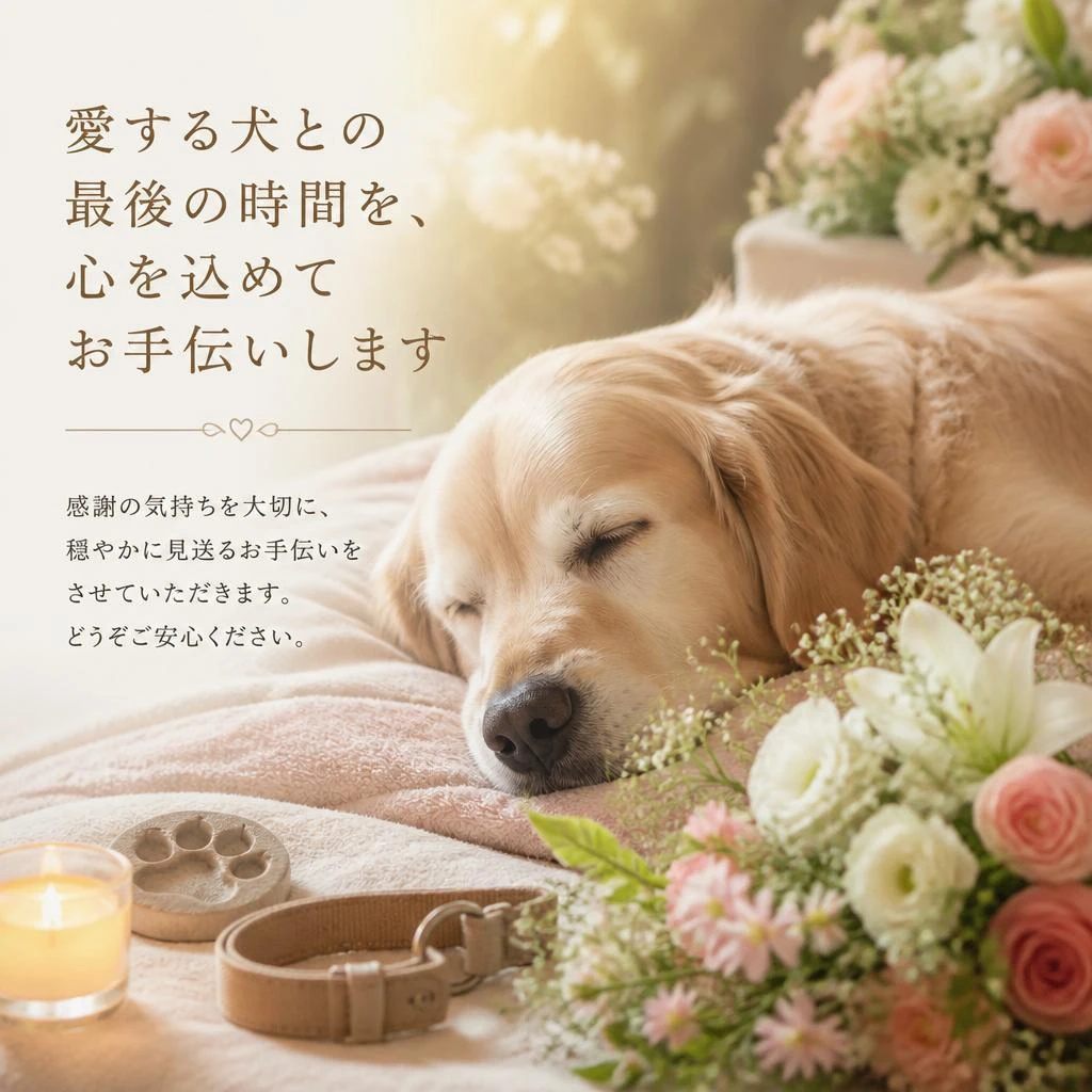 大切な愛犬との最後の時間を、心を込めてお手伝いします