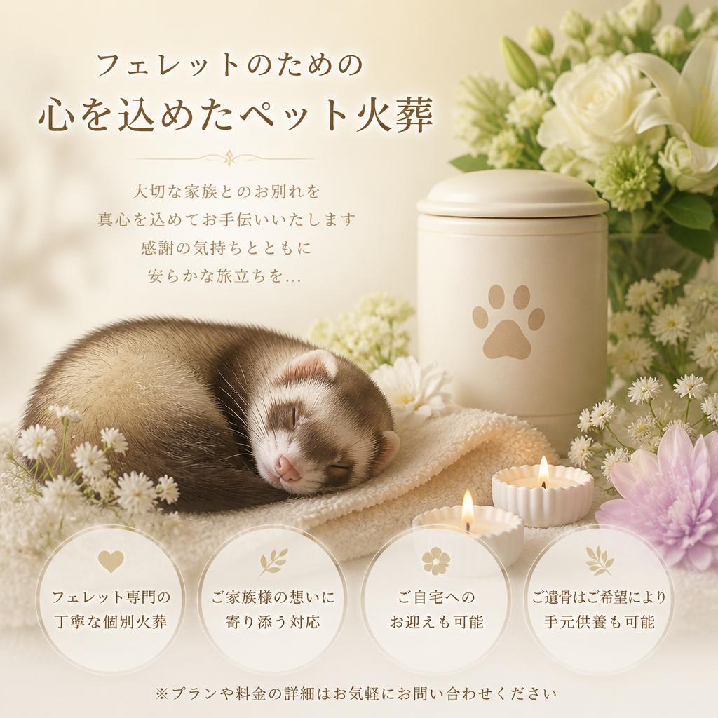 フェレットのための、心を込めたペット火葬
